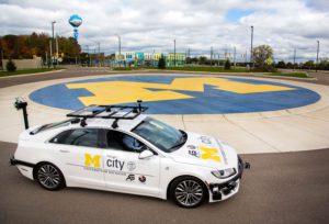 Connected and autonomous vehicle at M city test facility