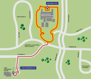 North Campus driverless shuttle map