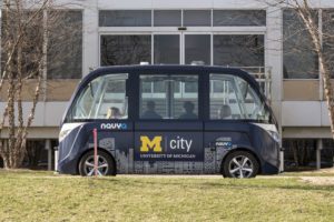 Mcity Driverless Shuttle on Route