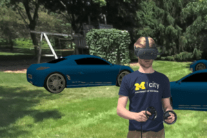 Drew Vanderspool in virtual reality head set