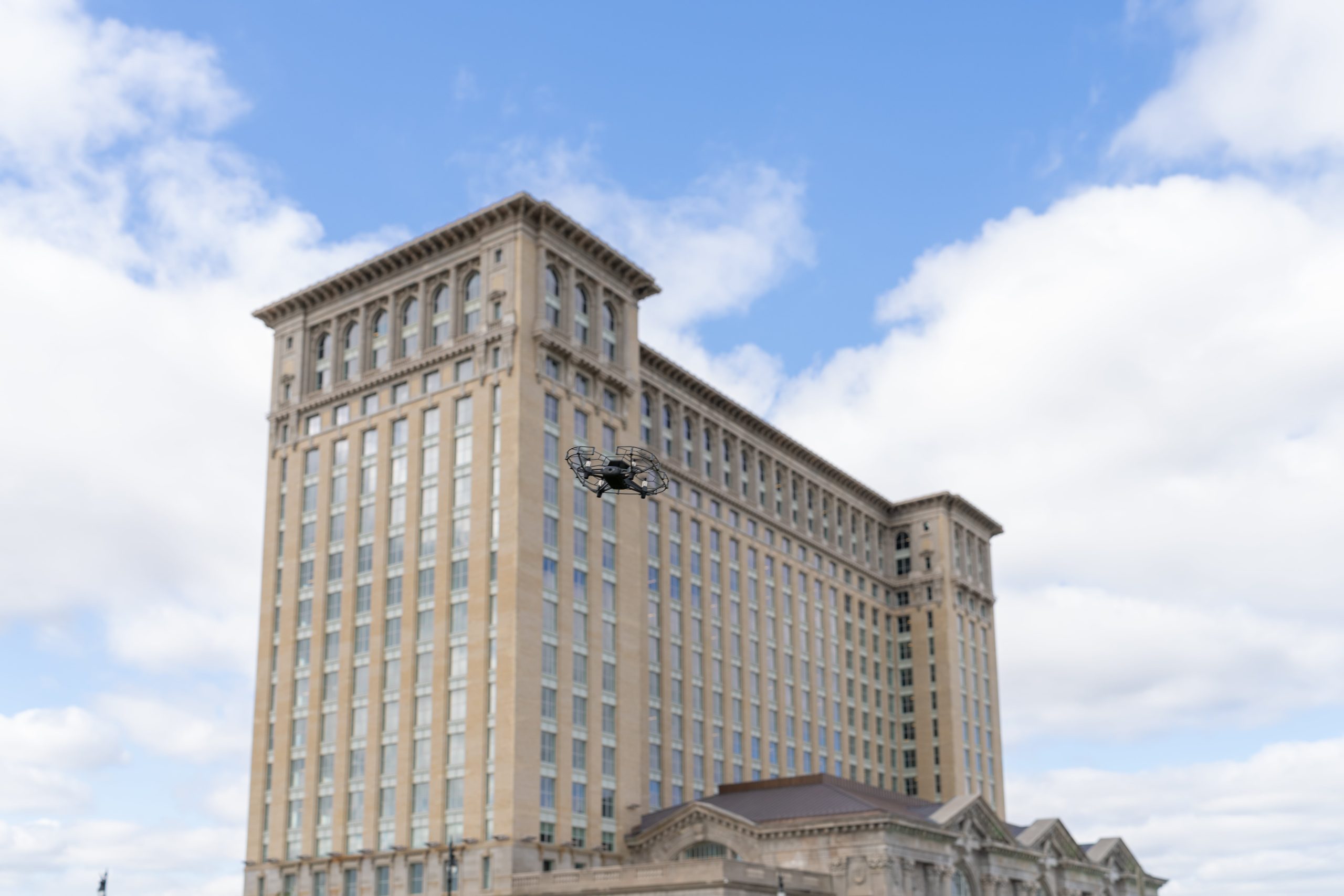 Michigan Central Detroit with drone