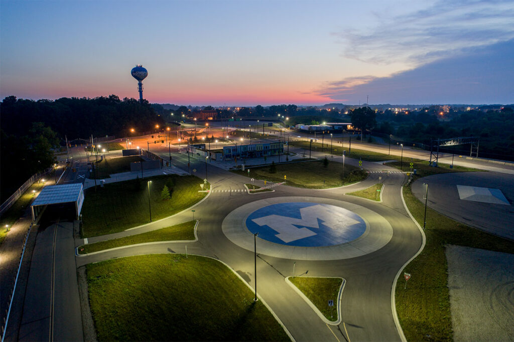 The Mcity Test Facility at sunrise.